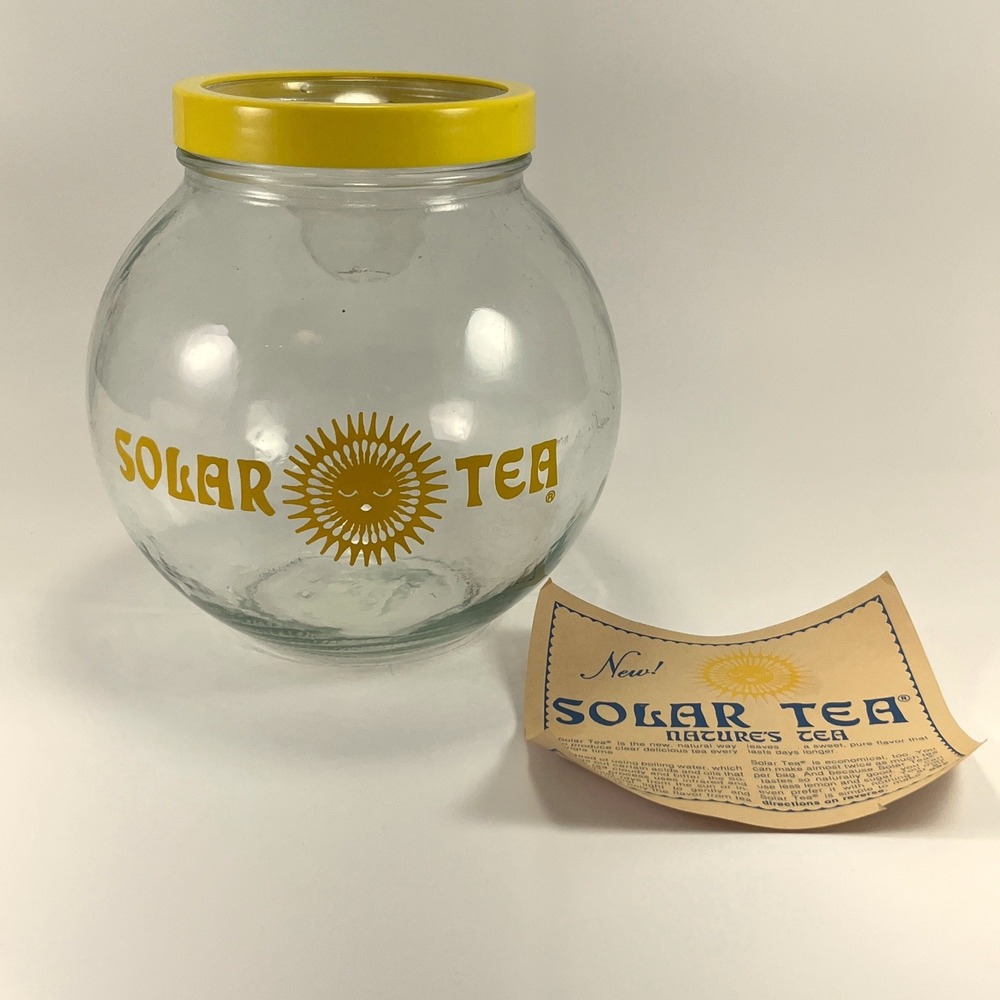 Vintage Solar Tea Glass Jar 120 oz Sun Tea Maker Yellow Pour Spout Instructions